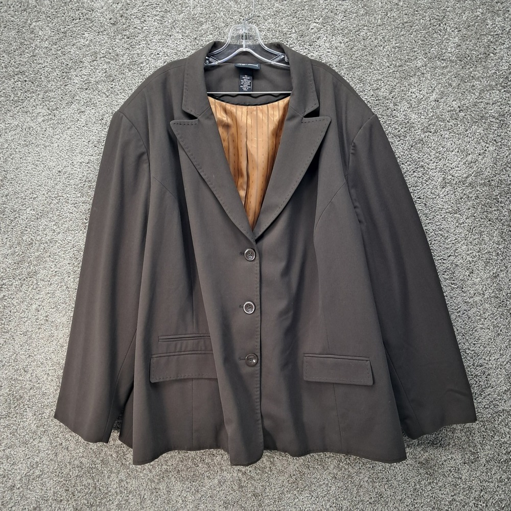 Maggie Barnes Womens Brown 3 Button Blazer Plus Size 5X 34/36W Jacket